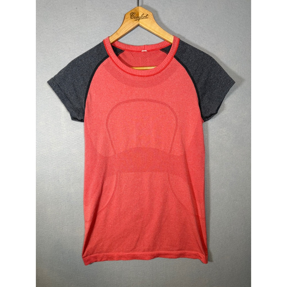 Lululemon Swiftly Tech Short Sleeve Crew Coral Grey Heathered Running Shirt Sz 4